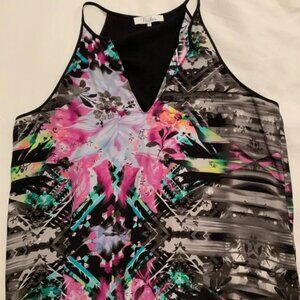 Parker Multicolored Abstract Printed Silk Tank - XS